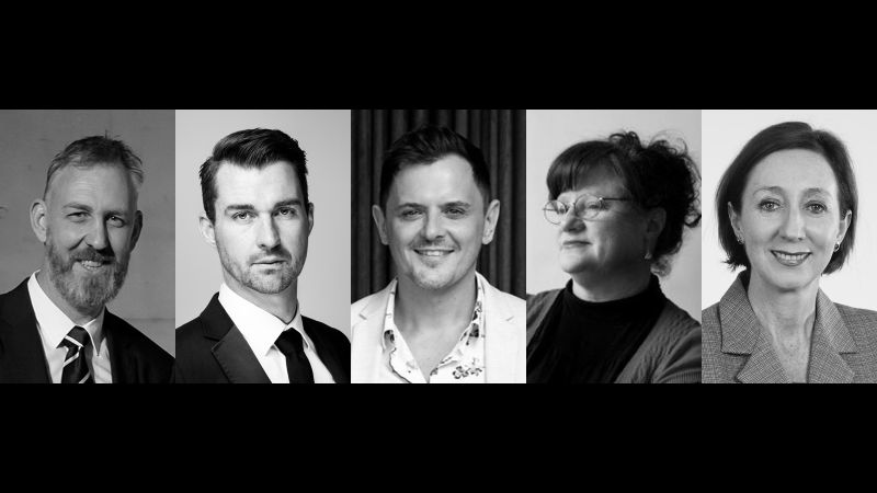 five black and white headshots of the new Board members at the MSO. On the Move.