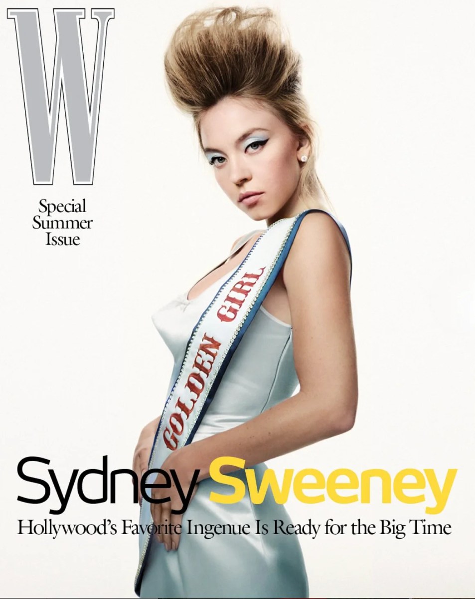 Sydney Sweeney poses on the front cover of 'W' Magazine. 