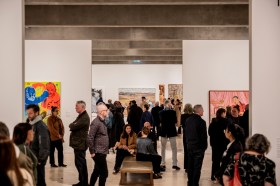 Crowd of people in an art gallery. AGNSW