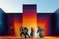 Quiet Riot's 'Power Move', the Civic Commission at the 2025 Melbourne Fringe. The image shows five young people, blurred my movement as they dance inside a colourful, monolithic art installation at Melbourne Fringe Festival.