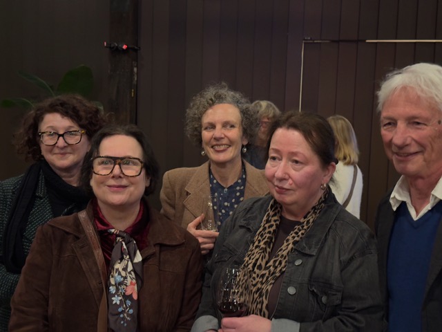 Five of the seven members of the 7-ON playwrights collective. L-R: Donna Abela, Catherine Zimdahl, Hilary Bell, Noelle Janaczewska and Ned Manning. The photo depicts five older, fair-skinned Australian playwrights, each dressed differently.