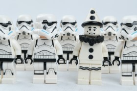 A group of Star Wars figures with one figure of a sad clown out of place. Productivity Commission AI