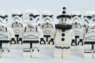 A group of Star Wars figures with one figure of a sad clown out of place. Productivity Commission AI