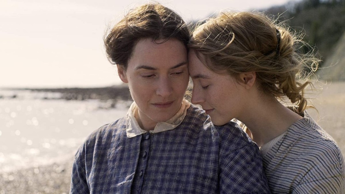Ammonite. Image: Transmission Films. Female geologists on screen.