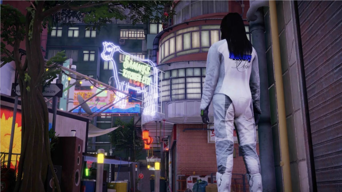 artwork of futurist city view with avatar woman in white suit. Powerhouse commission