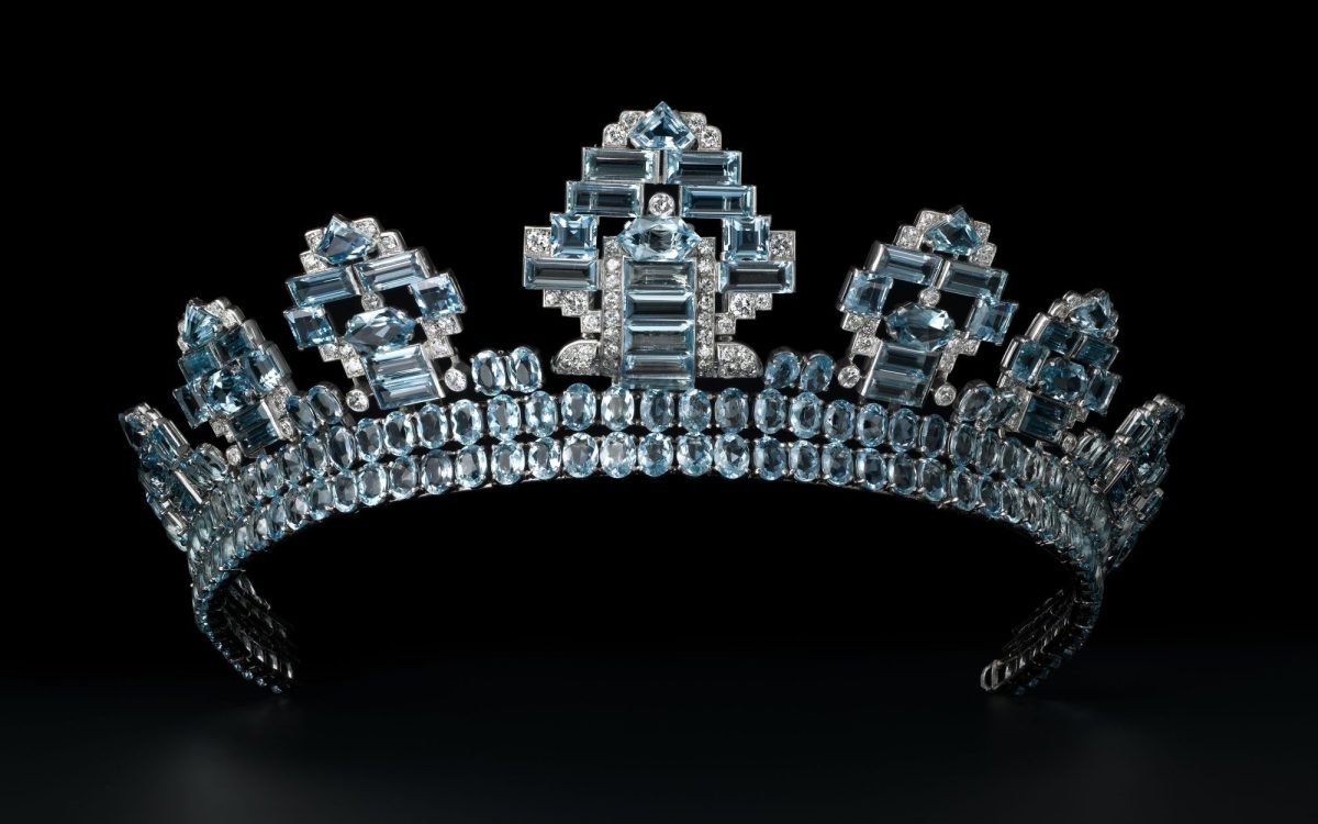 Cartier tiara with blue diamonds and platinum, to show at the NGV.
