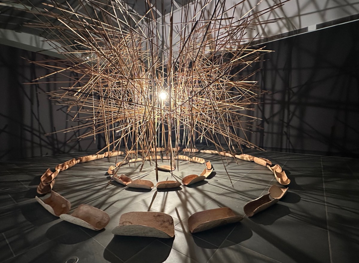 Installation view of Kuḻaṯa Tjuṯa (Many Spears) in Too Deadly: Ten years of Tarnanthi at Art Gallery of South Australia. Photo: ArtsHub.