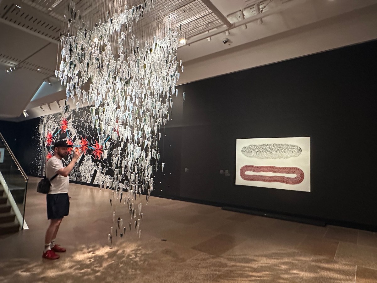 Installation view Yhonnie Scarce and Teho Ropeyarn, in Too Deadly: Ten years of Tarnanthi at the Art Gallery of South Australia. Photo: ArtsHub.