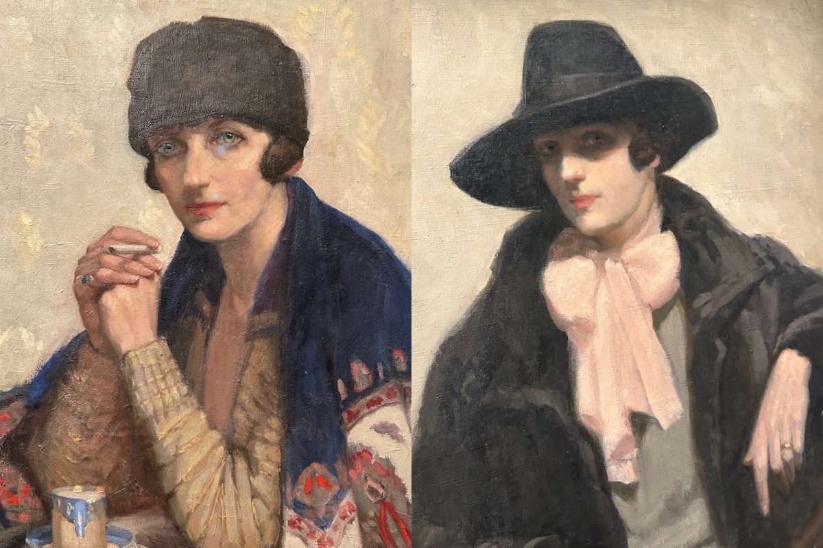 Two painted portraits of modern women from early 1900s.