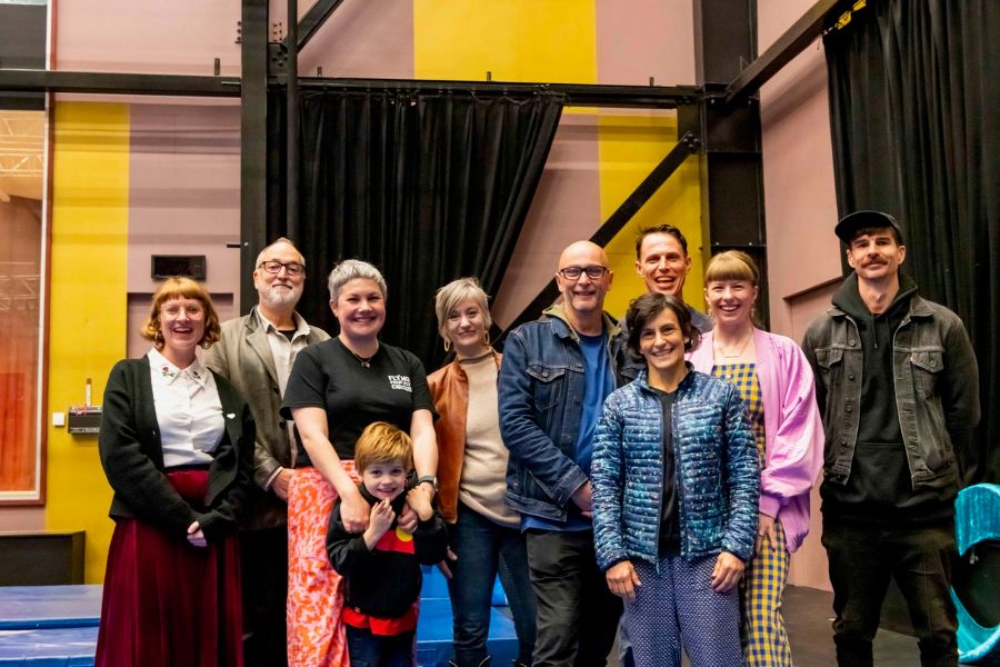 Flying Fruit Fly Circus staff including Circus Centre Melbourne Manager Steph Cox (left) and CEO Richard Hull (second from left). Photo: Ian Sutherland.