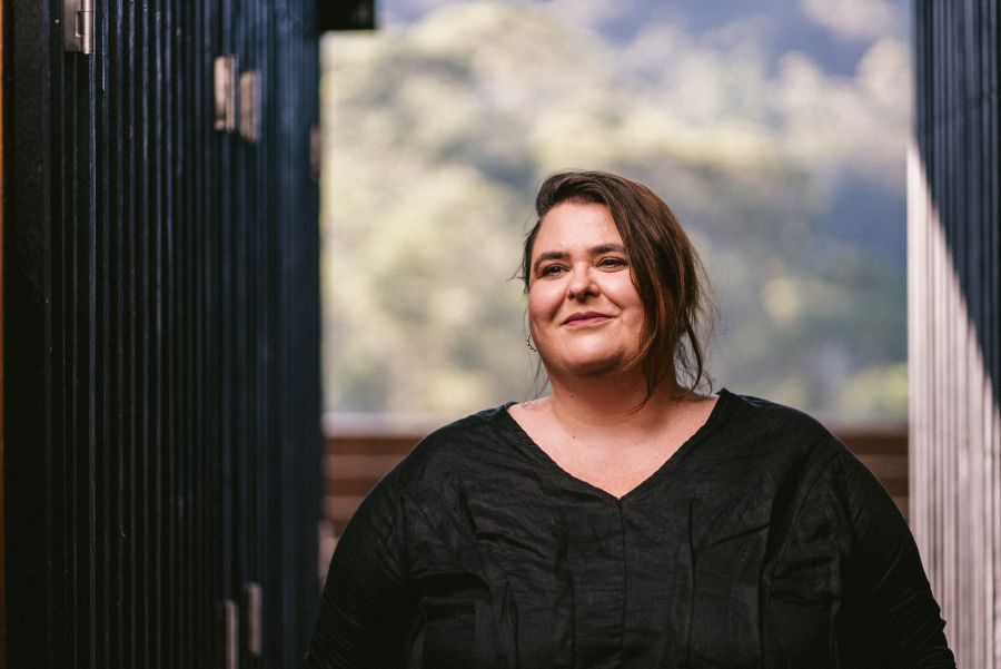 Danielle Harvey, Festival Director, Festival of Dangerous Ideas. A fair-skinned woman with brown hair and wearing a black-v-necked blouse.
