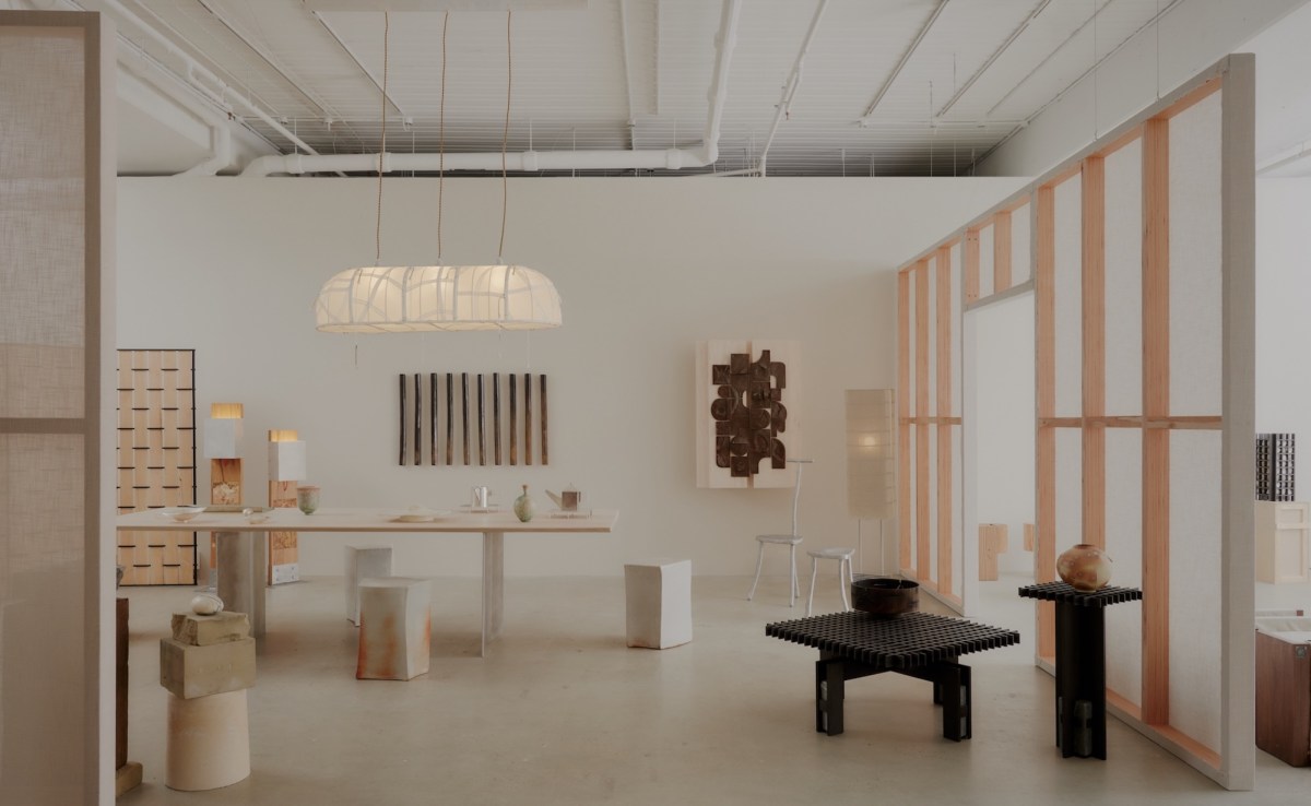 Exhibition space with designed household objects in subtle tones. Design Craft Victoria