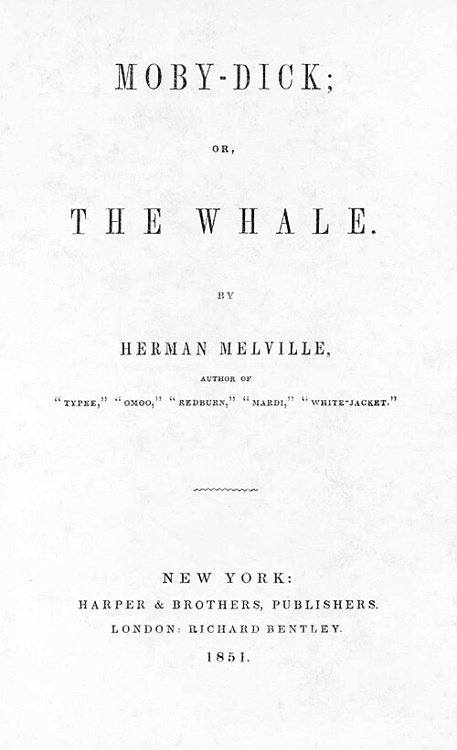The cover of the first American edition of Moby-Dick, published in November 1851. Image: Wiki Commons. 