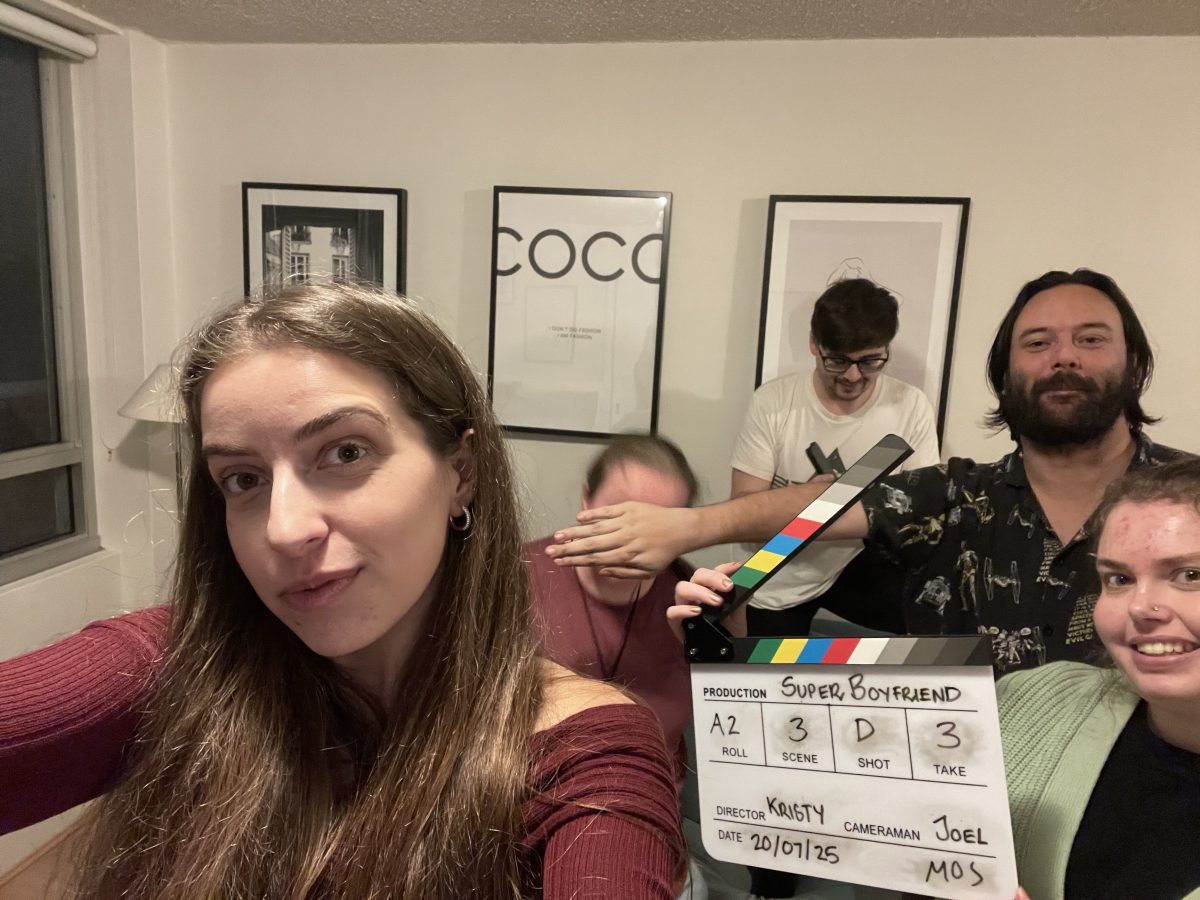 Behind the scenes with Nehir Hatipoglu during the filming of SUPERBOYFRIEND. Photo: Supplied. Screening at SF3 SmartFone Flick Fest 2026 Sydney.