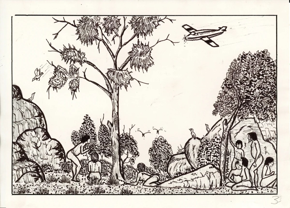 Kulata Dennis Nelson Tjakamarra, Mamu Malpa Mutu, (The stumpy devil), 1988. Author: Gina Nakamarra. Digital print on cotton rag. Courtesy: Papunya Literature Production Centre. 2026 museum blockbusters