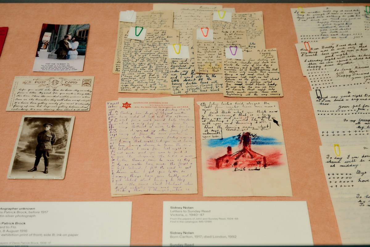 Sidney Nolan’s letters to Sunday Reed are on public display for the first time in Rebel Heart. Photo: Eugene Hyland / State Library Victoria.