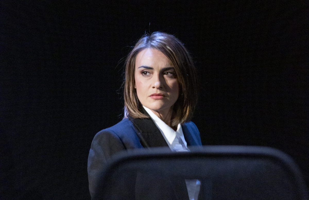 Sheridan Harbridge in Prima Facie at Griffin Theatre. Photo: Brett Boardman.