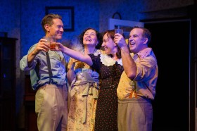 From left, Ben Prendergast, Ngaire Dawn Fair, Emily Goddard and John Leary in Kid Stakes, performed by Red Stitch Actors' Theatre as part of The Doll Trilogy. Photo: Chris Parker.