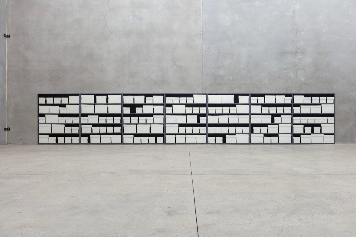 Matthew Harris, Consigned to oblivion, 2023. Ochre, charcoal and acrylic binder on linen. Courtesy: the artist and The Commercial, Sydney.