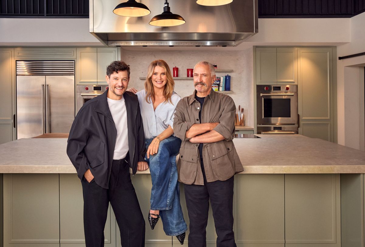 Waitress cast Rob Mills, Natalie Bassinthwaighte and John Waters 