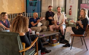 Support Act’s Dr Ash King leads Culture of Creativity workshop at BIGSOUND 2025. Image: Randolph Fields.