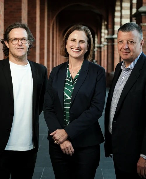 QYO Board Members Steve Sleswick (left) and Belita Fletcher (centre) with QYO Board President Shaun Kenny (right). arts sector appointments