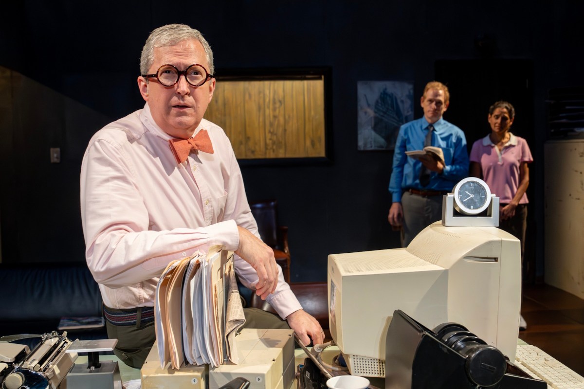 Vin Knight, Scott Shepherd, and Susie Sokol in the New York encore production of Gatz at The Public Theater. Photo credit_ Joan Marcus