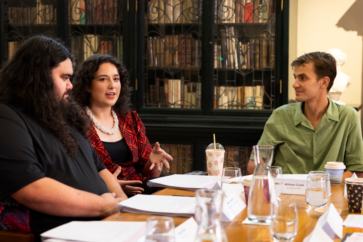 William Cook (far right) with other young board members on NSW cultural institutions at the State Library of NSW. Photo: Joy Lai.