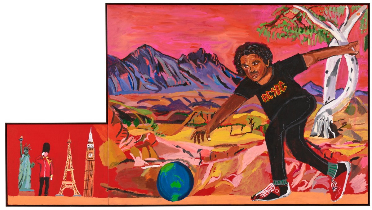 Archibald Prize 2026 finalist, Vincent Namatjira, The Dust Bowl. Synthetic polymer paint on linen, 152.5 x 274.5cm. Photo: Jenni Carter. Courtesy: the artist and AGNSW. 