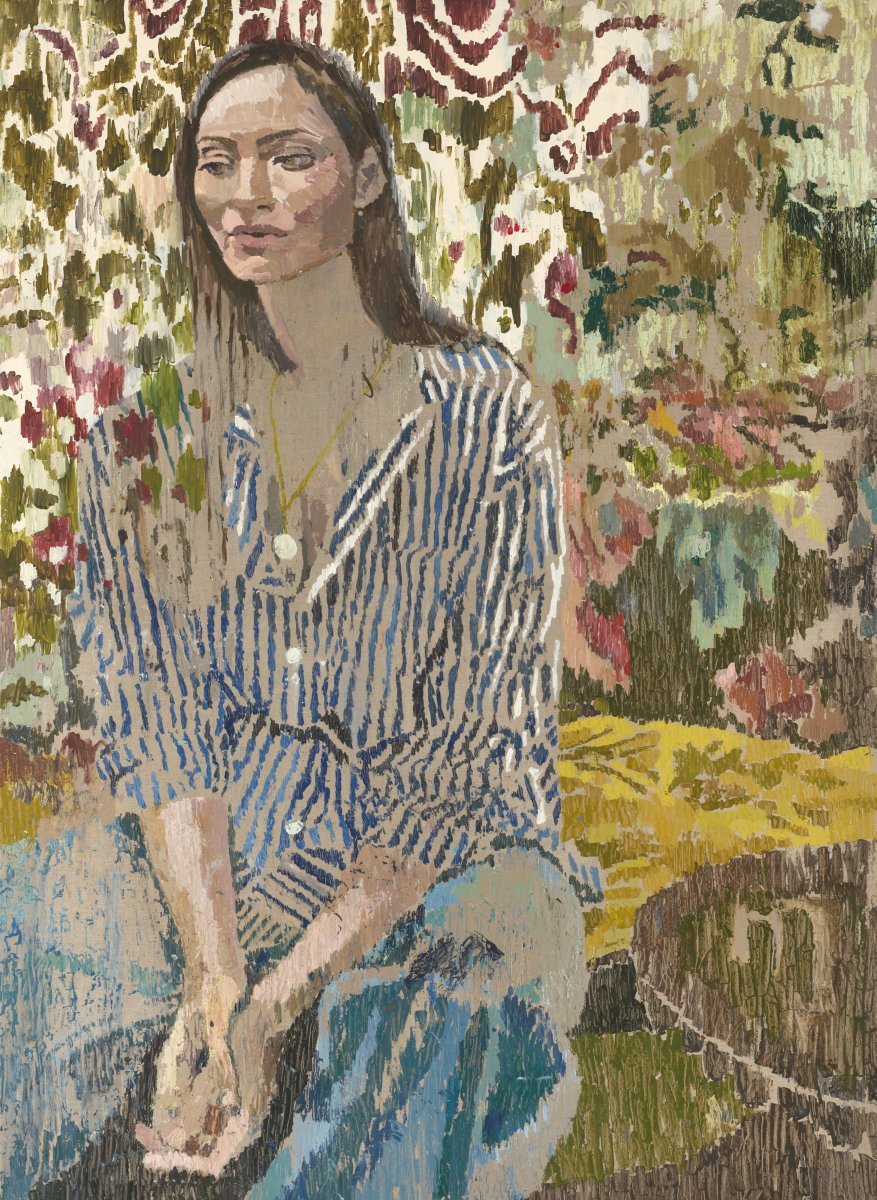 Archibald Prize 2026 finalist Zoe Young, Phoebe at The Chelsea. Oil, synthetic polymer paint and rose water on linen, 203 x 148.2cm. Photo: Jenni Carter. Courtesy: the artist and AGNSW.