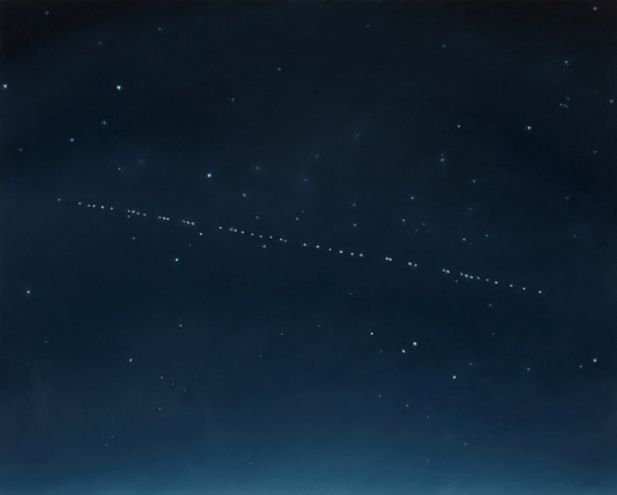 Wynne Prize 2026 finalist Sam Cranstoun, A distinct line of lights, star-sized and star intensity, south to north. Oil on linen, 122.5 x 153cm. Photo: Diana Panuccio. Courtesy: the artist and AGNSW.