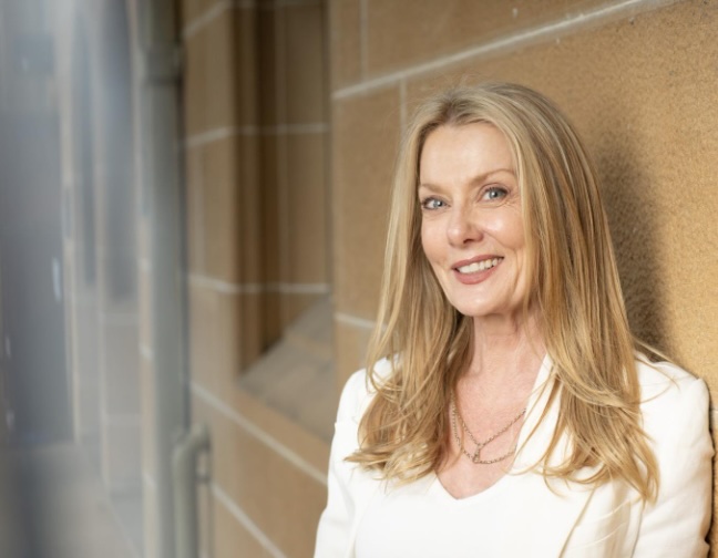 Professor Anna Funder in the quadrangle at the University of Sydney. Photo: University of Sydney/Stefanie Zingsheim.
