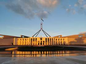 federal government inquiry into arts and philanthropy: a photo of the outside of the Federal Parliament House building in Canberra, Australia.