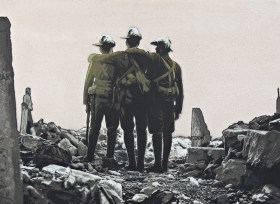 Detail from Luke Cornish's No Rest (The Vandalism of Deir al-Balah). Aerosol on board. 100 x 135cm. Image supplied.