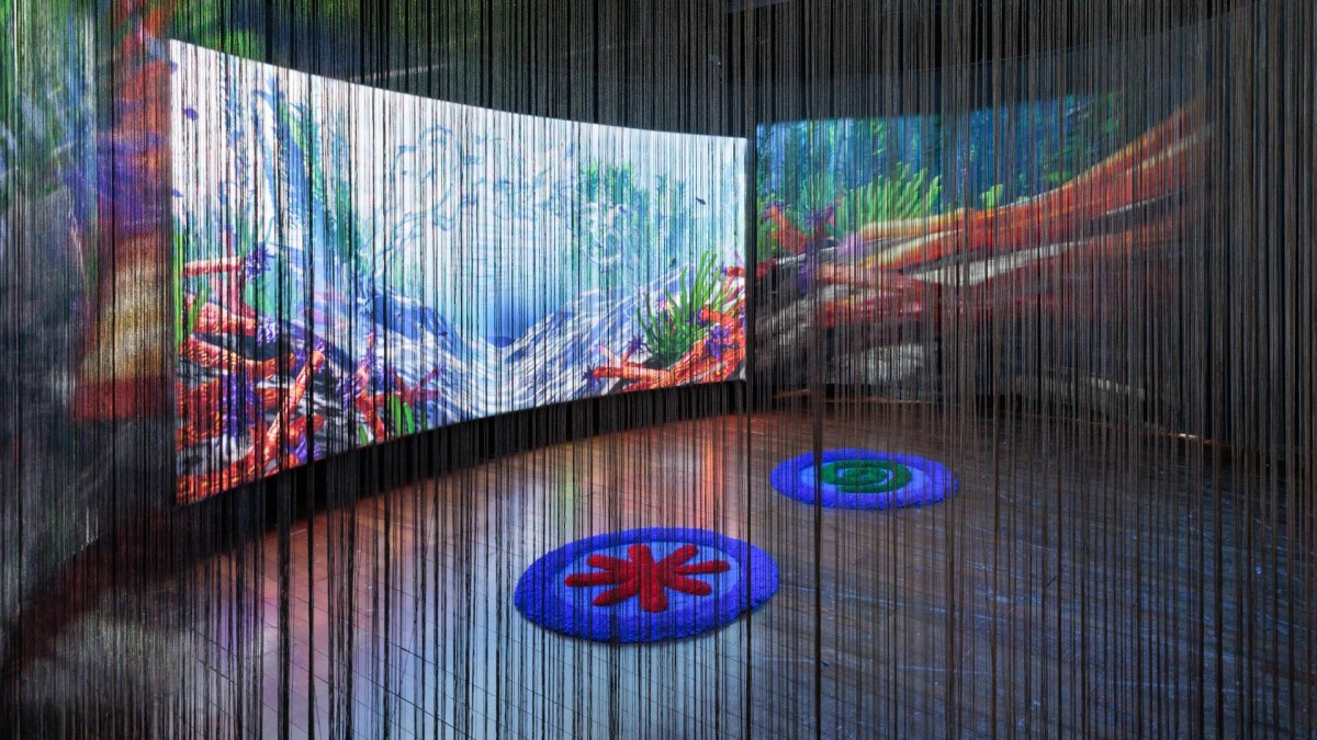 The 2025 boorda yeyi Immersive Arts Commission, April Phillips' Friends with Computers, Under Waters. Installation view, Perth Institute of Contemporary Arts. Photo: Guy Louden.
