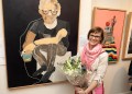 Winner of the 2025 Hornsby Art Prize Silke Raetze with her work Green Tea with Alex. Photo: Supplied.