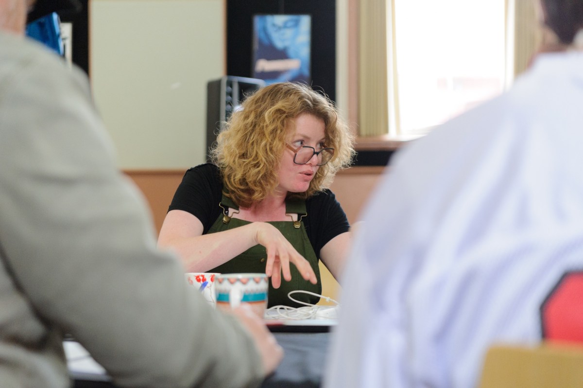 Artist Fleur Kilpatrick working on a community project in Bendigo. Photo: Sarah Walker.