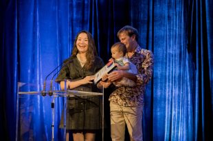 Taiwanese theatre producer BaoBao Chen and Australian music and film producer Tim Cole won at Creative Australia's 2026 Asia Pacific Arts Awards. Photo: Pia Barrera.