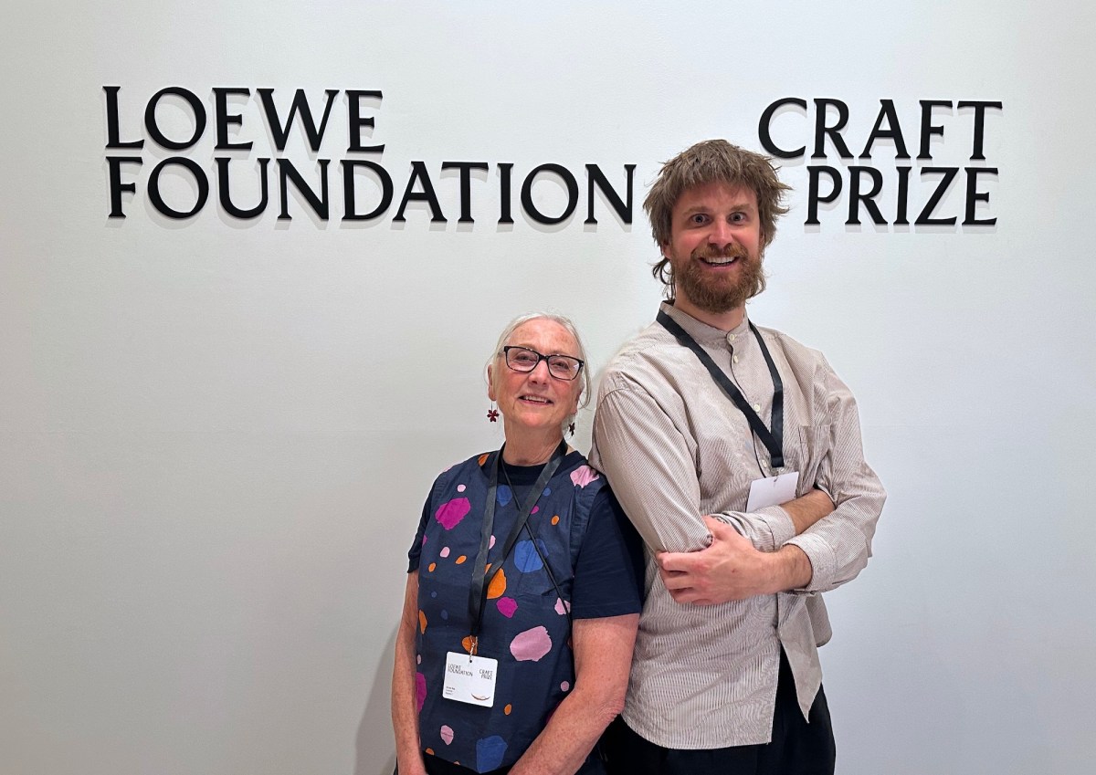 Two of the Australian finalists of the 2026 Loewe Craft Prize, Kirstie Rea and Liam Fleming. Photo: Gina Fairley.