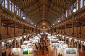 Affordable Art Fair Melbourne: an aerial view of the art fair venue showing hundreds of art stands.