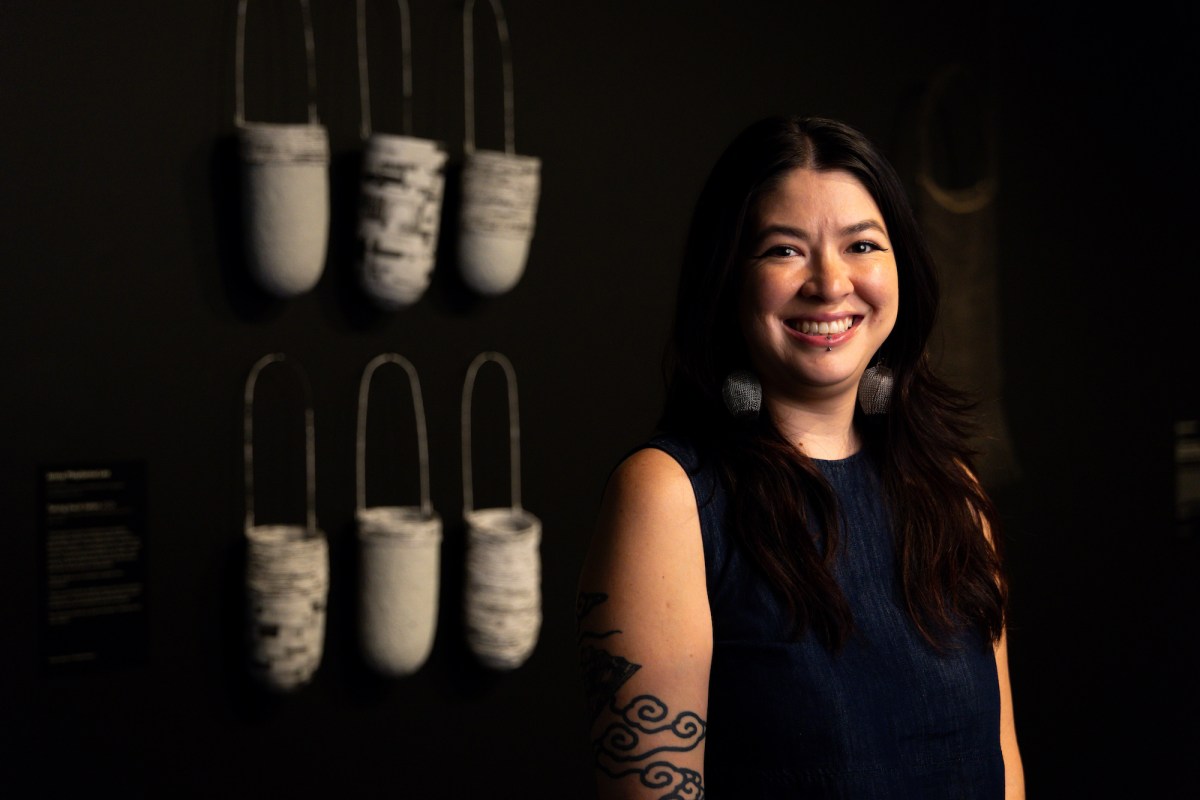 Jenna Lee with her NATSIAA Works on Paper Award winning piece. Photo: Charlie Bliss.