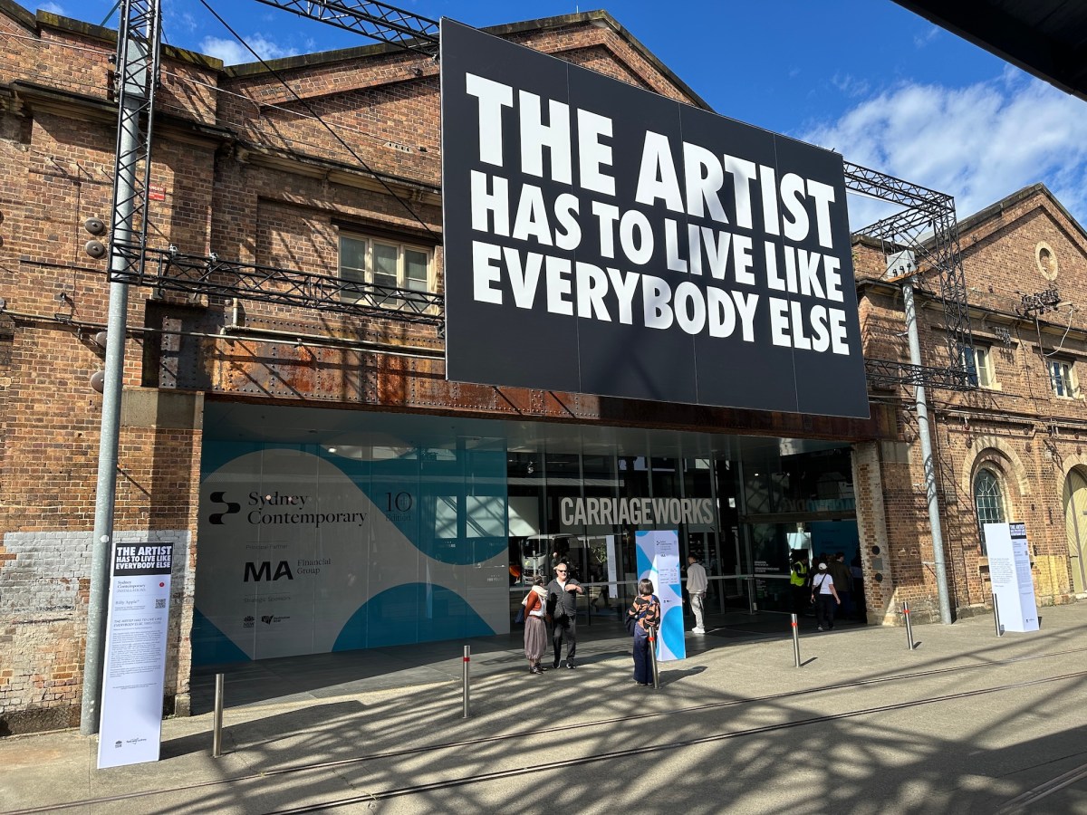 Billy Apple®, The Artist Has to Live Like Everybody Else, 1985/2009. Installation view, Sydney Contemporary 2026, Carriageworks. Photo: Gina Fairley. Courtesy: the artist, 1301SW and STARKWHITE.
