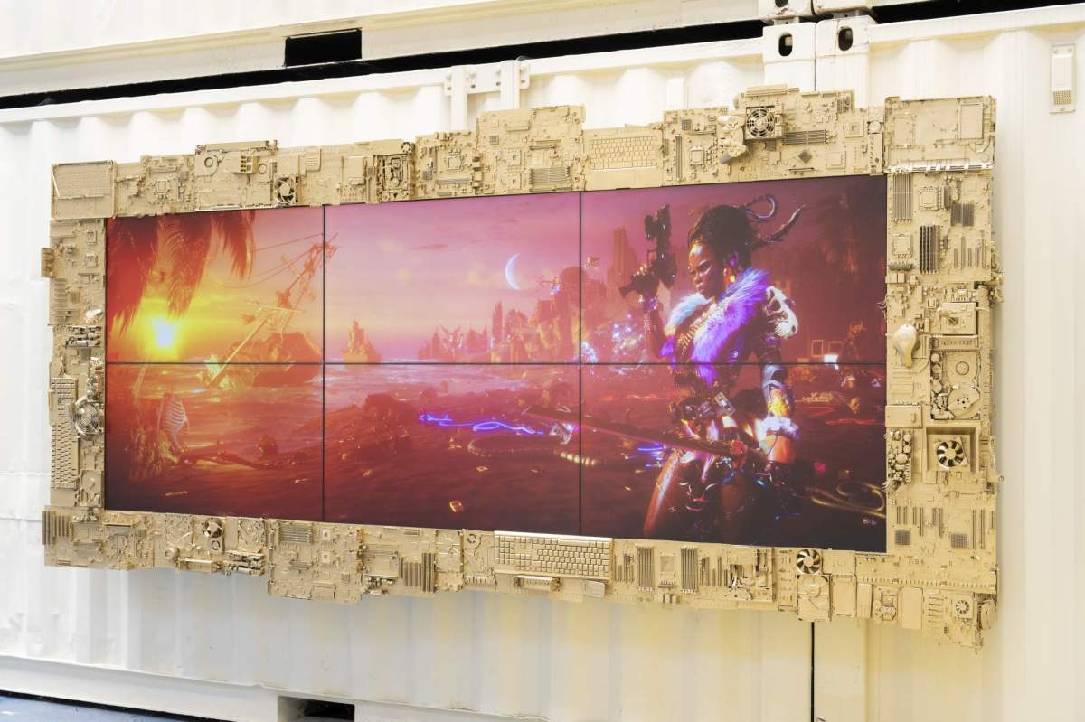 Australian artist Serwah Attafuah’s short digital video work Between this World & the Next, 2024. Installation view, 2026 Lyon Biennale of Contemporary Art. Photo: Blandine Soulage. Courtesy: the artist.