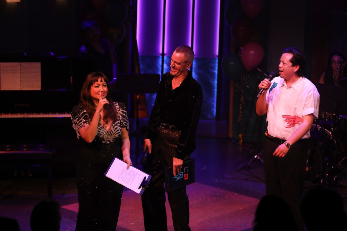 Victoria Falconer, Richard Carroll and Jordan Shea at the launch of the Hayes' 2027 season. Photo: Supplied / Hayes Theatre Co.