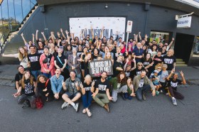 Green Music Australia achieved surprising results from AusArt Day 2025. Here, the team leads an event for the No Music on a Dead Planet campaign at the Corner Hotel in 2025. Photo: RC Stills Photography.