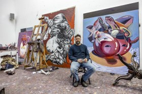 Ben Quilty prepares for his first solo exhibition with the NGV. Photo: Brett Boardman.